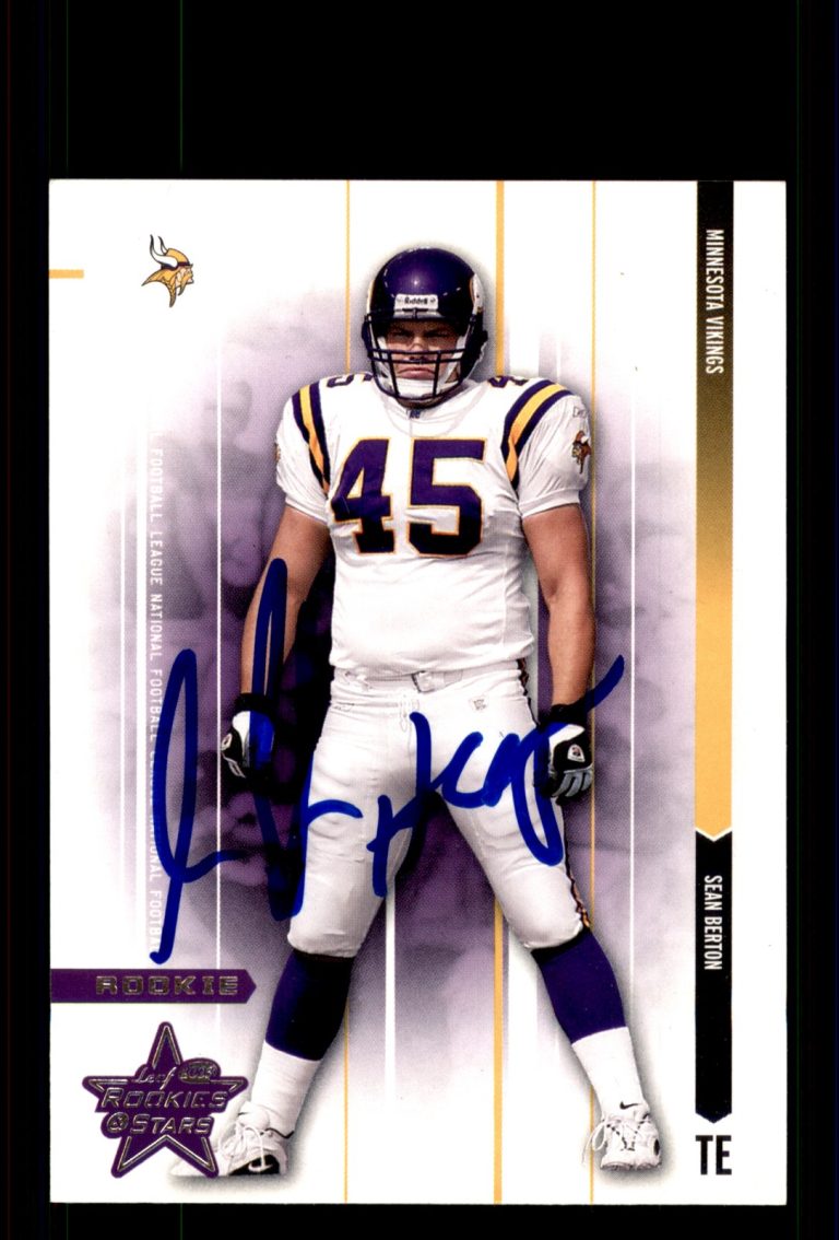 Signed Football Card Auto Sean Berton 2003 Leaf Rookies & Stars #129 Vikings