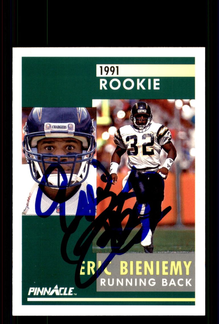 Signed Football Card Auto Eric Bieniemy 1991 Pinnacle #326 San Diego Chargers