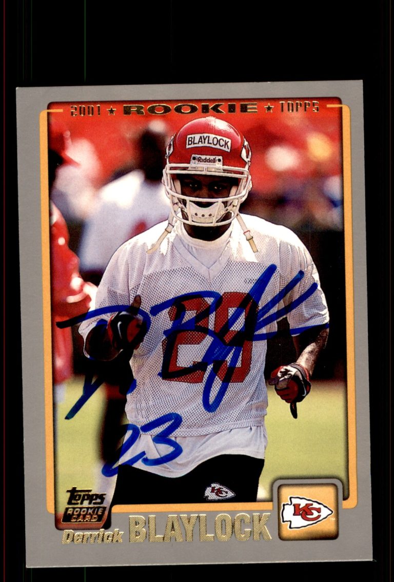 Signed Football Card Auto Derrick Blaylock 2001 Topps #371 Kansas City Chiefs