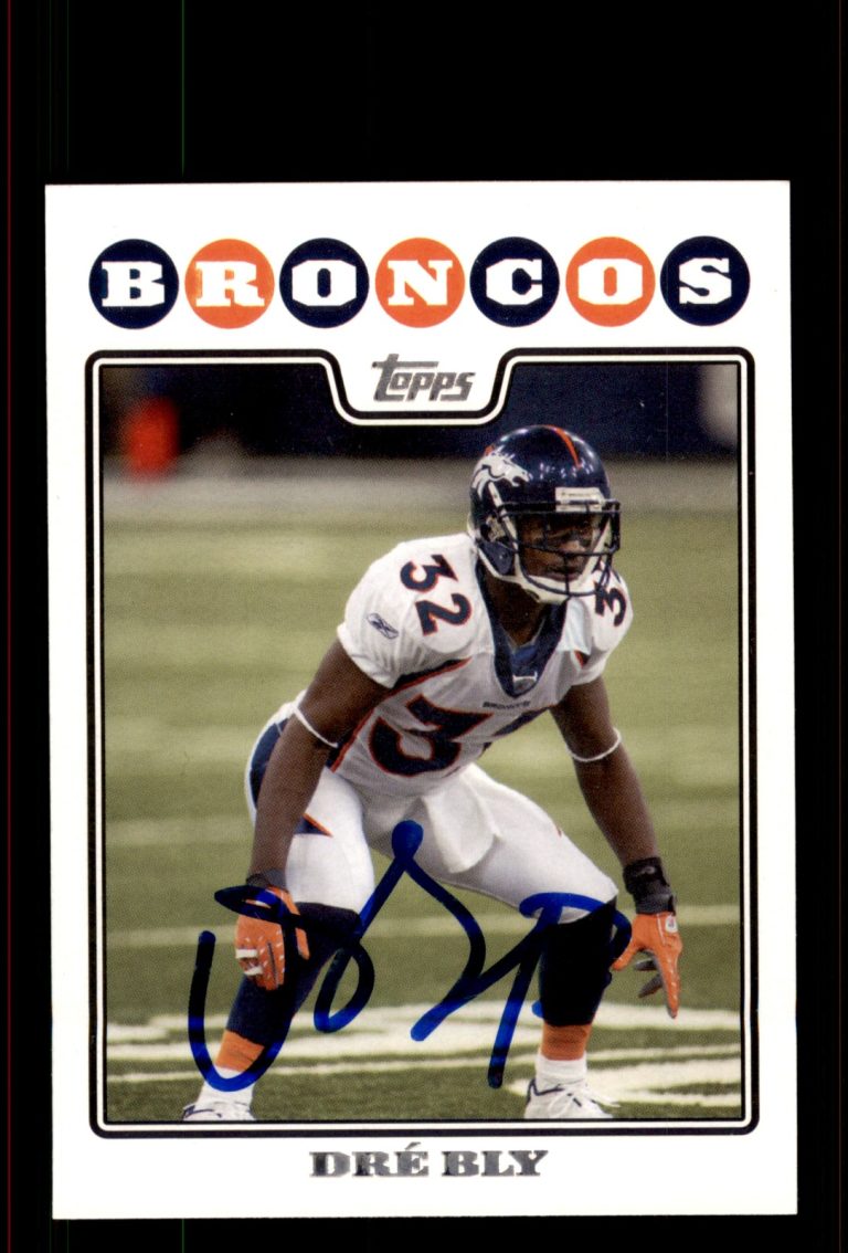 Signed Football Card Auto Dre' Bly 2008 Topps #256 Denver Broncos