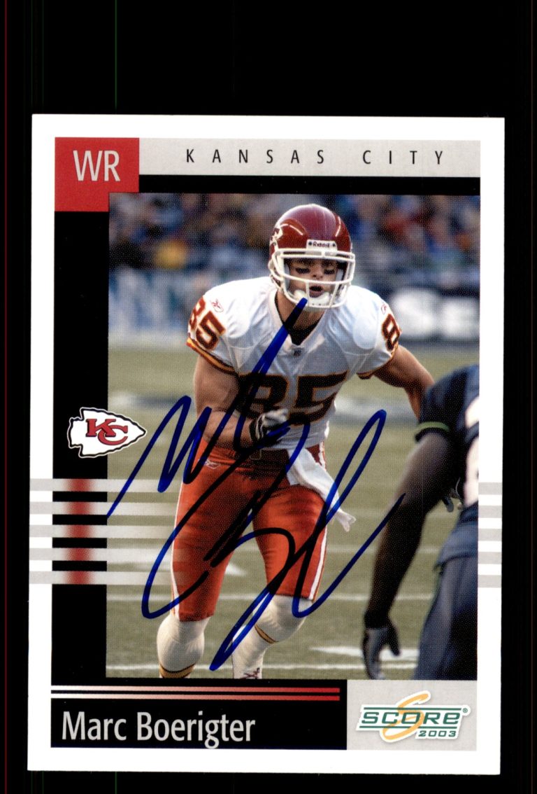 Signed Football Card Auto Marc Boerigter 2003 Score #65 Kansas City Chiefs