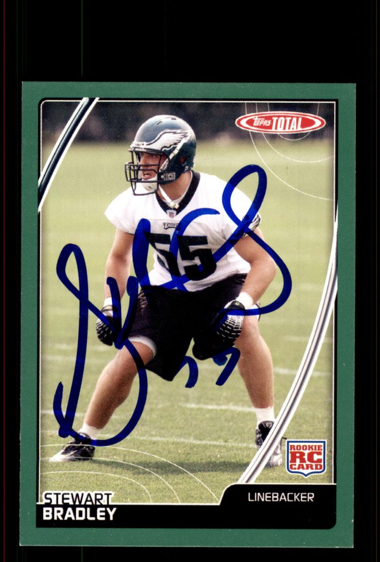 Signed Football Card Auto Stewart Bradley 2007 Topps Total #526 Eagles