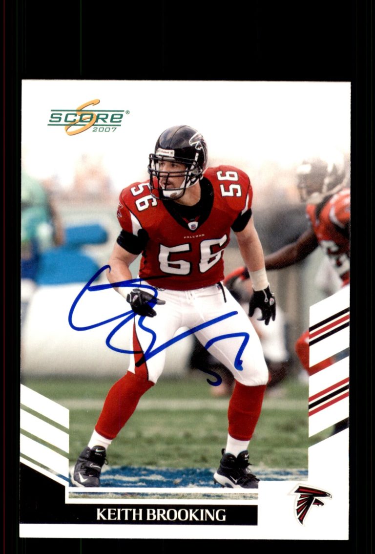 Signed Football Card Auto Keith Brooking 2007 Score #76 Atlanta Falcons