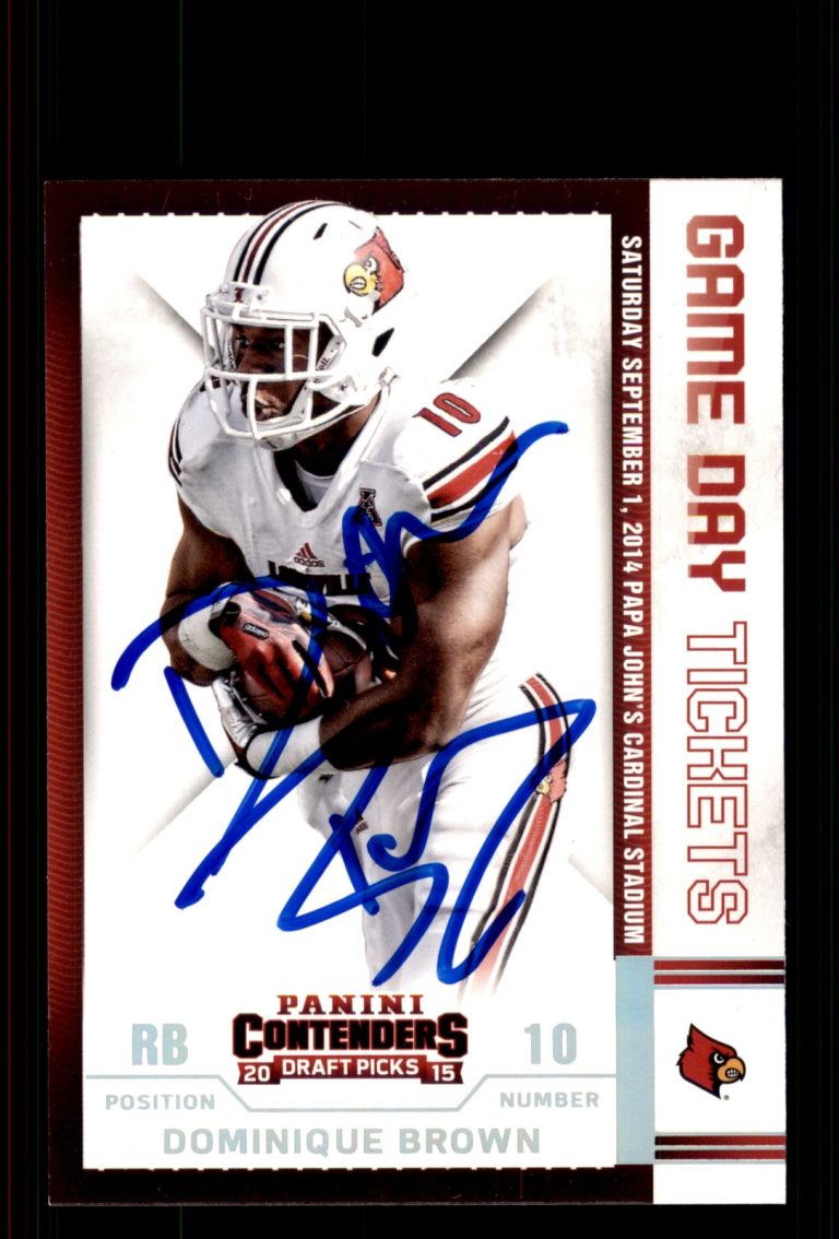 Signed Football Card Auto Dominique Brown 2015 Panini Contenders Draft Picks #68