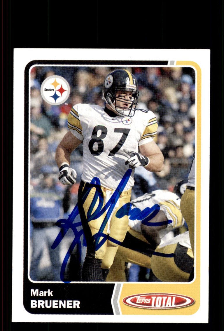 Signed Football Card Auto Mark Bruener 2003 Topps Total #153 Pittsburgh Steelers