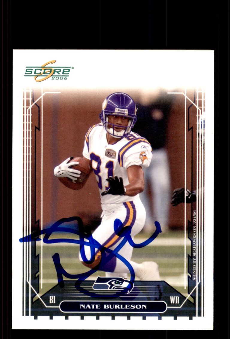 Signed Football Card Auto Nate Burleson 2006 Score #153 Seattle Seahawks