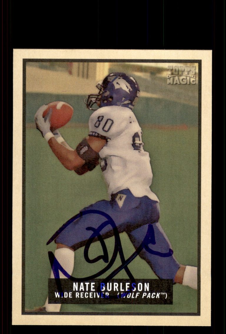 Signed Football Card Auto Nate Burleson 2009 Topps Magic #175 Nevada Wolf Pack