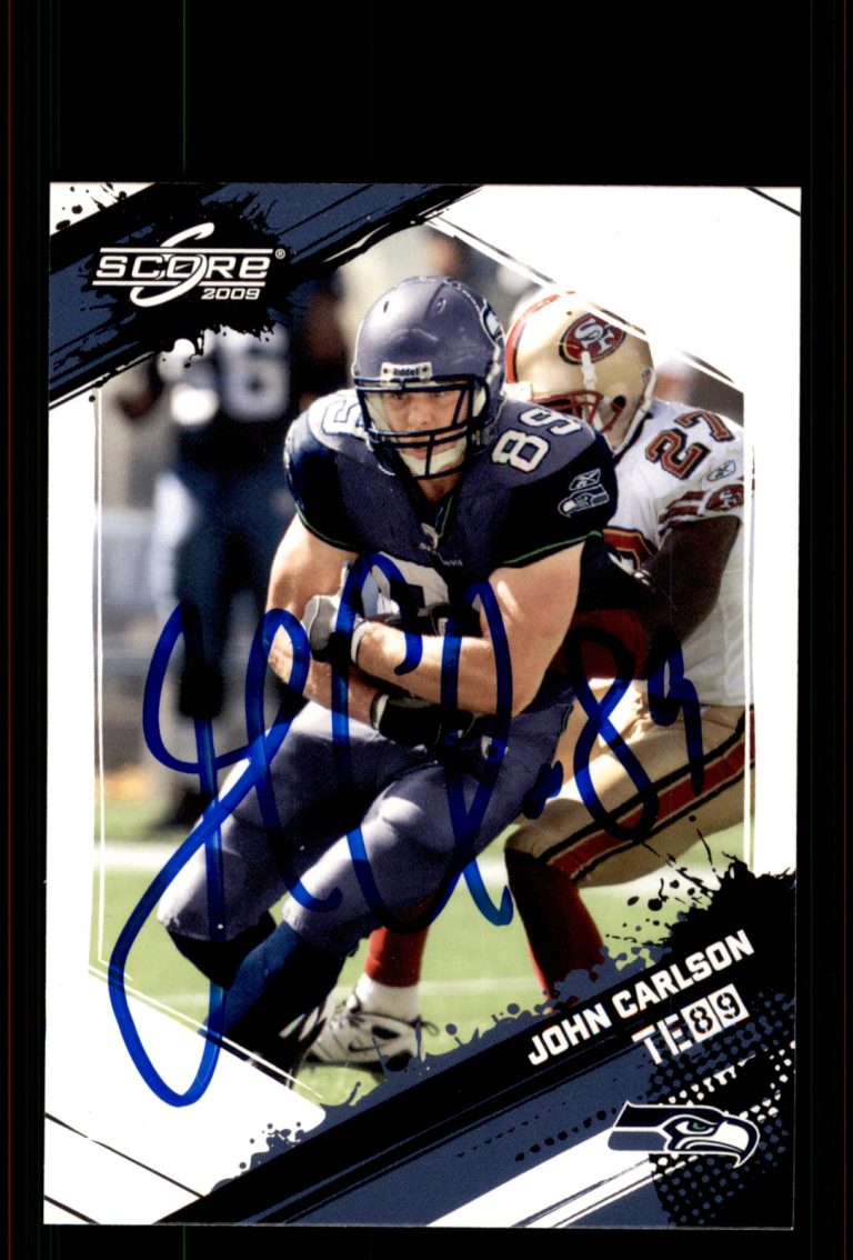 Signed Football Card Auto John Carlson 2009 Score #256 Seattle Seahawks