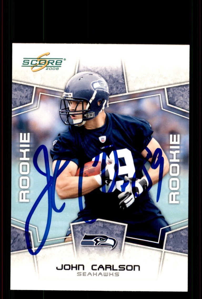 Signed Football Card Auto John Carlson 2008 Score #361 Seattle Seahawks