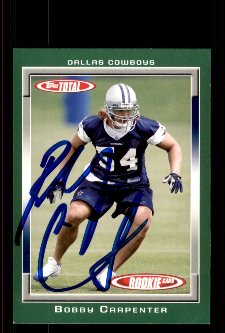 Signed Football Card Auto Bobby Carpenter 2006 Topps Total #491 Dallas Cowboys