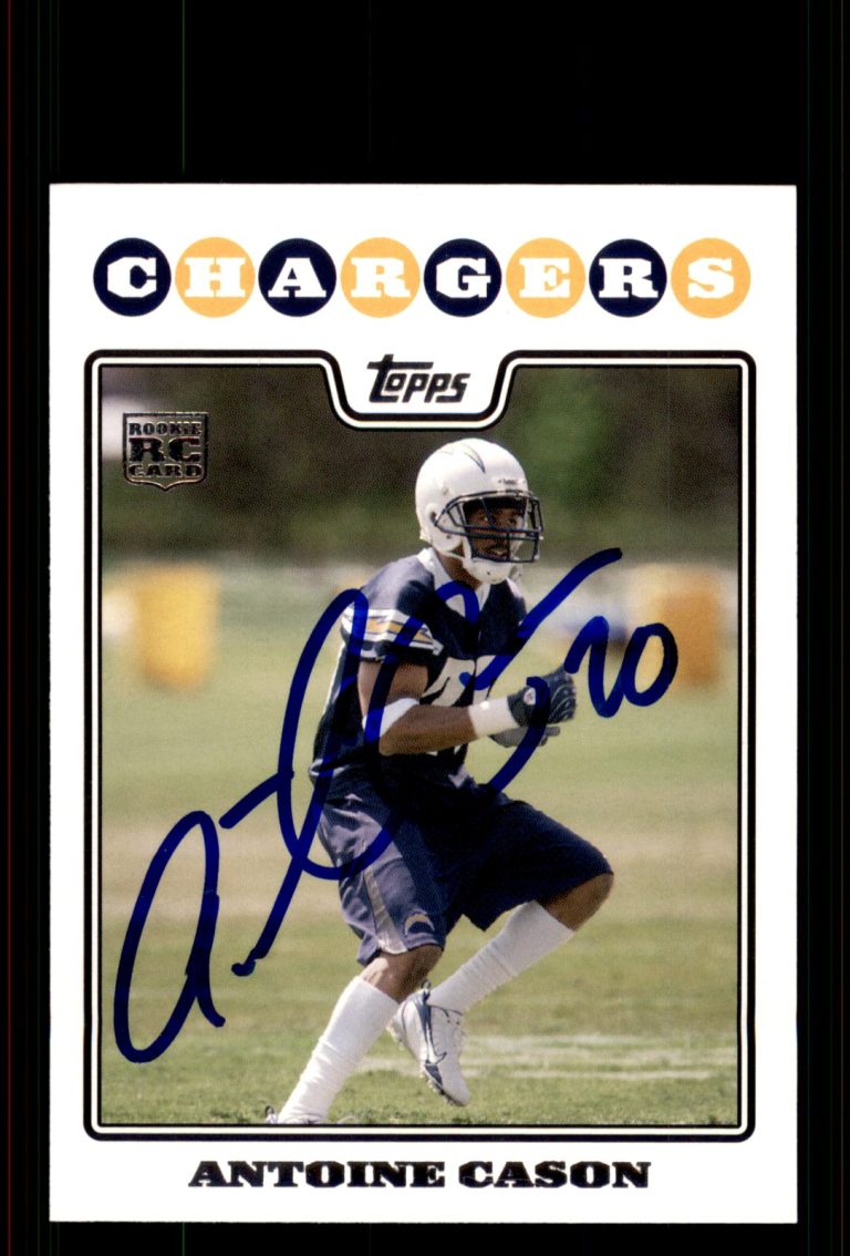 Signed Football Card Auto Antoine Cason 2008 Topps #430 San Diego Chargers