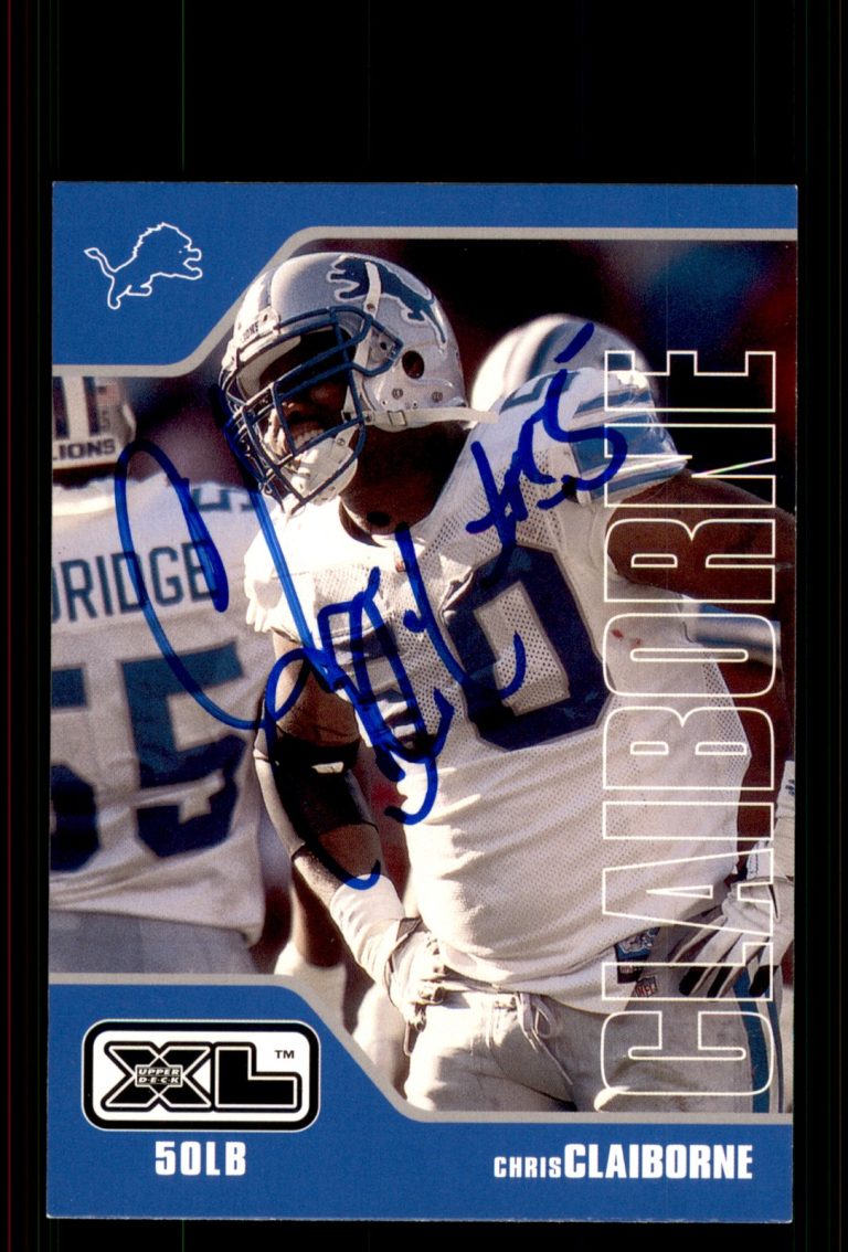 Signed Football Card Auto Chris Claiborne 2002 Upper Deck XL #165 Detroit Lions