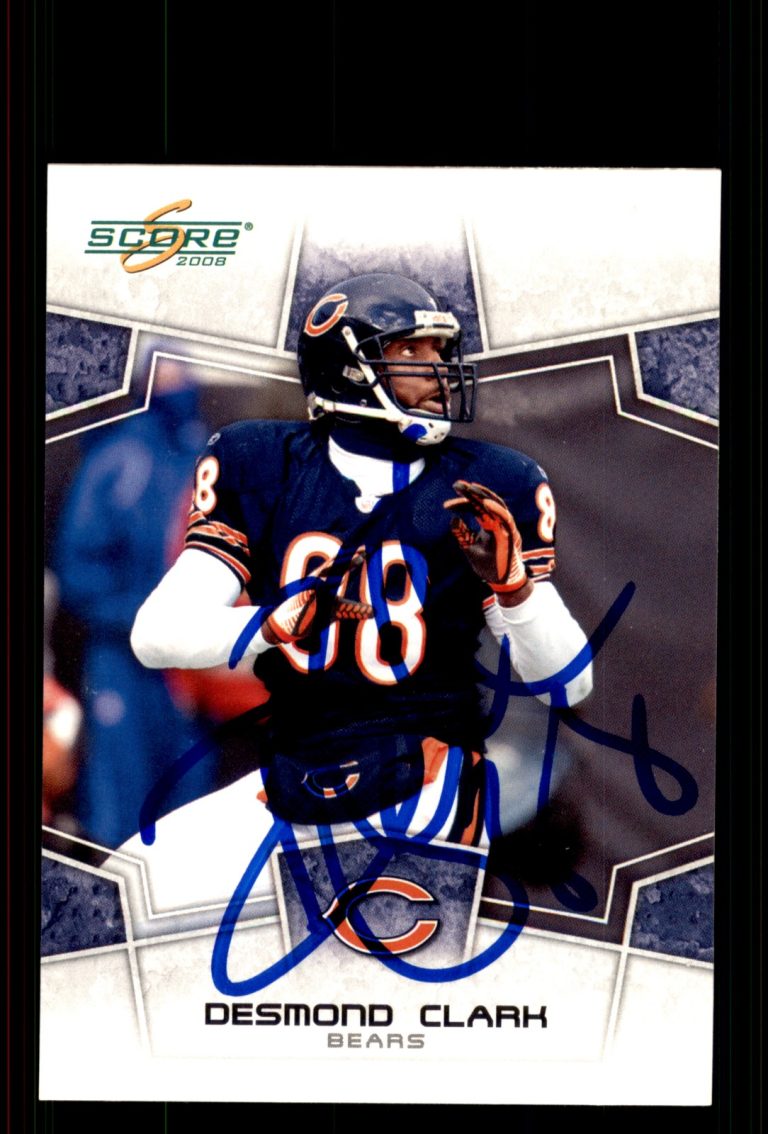Signed Football Card Auto Desmond Clark 2008 Score #52 Chicago Bears