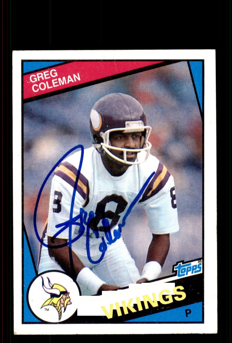 Signed Football Card Auto Greg Coleman 1984 Topps #290 Minnesota Vikings