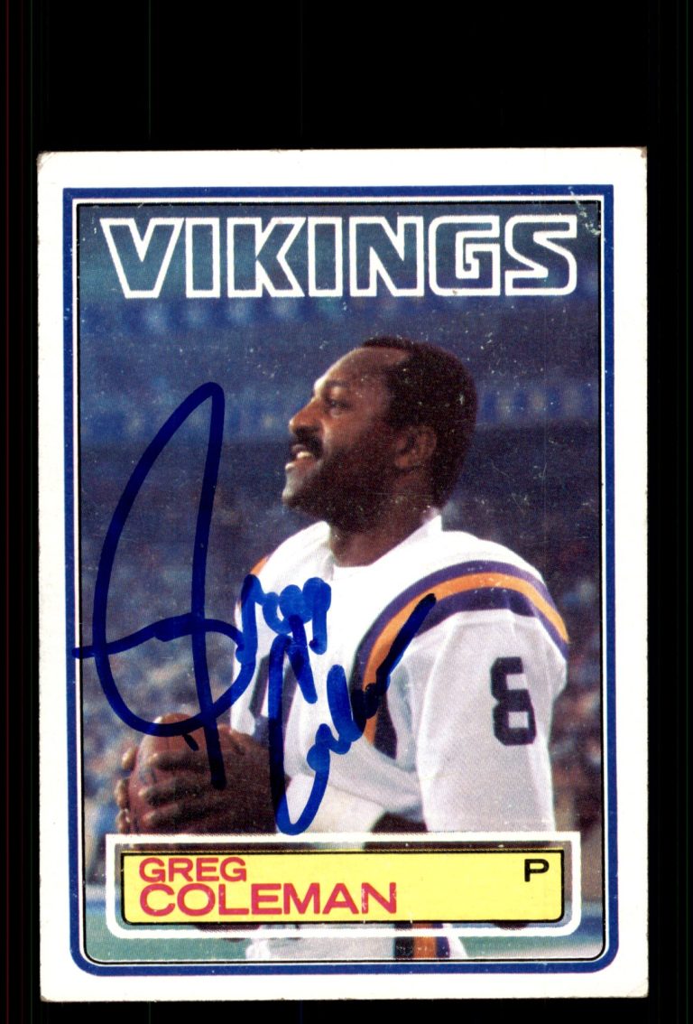 Signed Football Card Auto Greg Coleman 1983 Topps #100 Minnesota Vikings