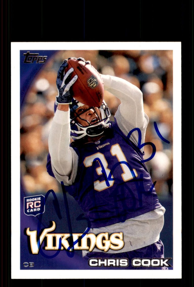 Signed Football Card Auto Chris Cook 2010 Topps #278 Minnesota Vikings