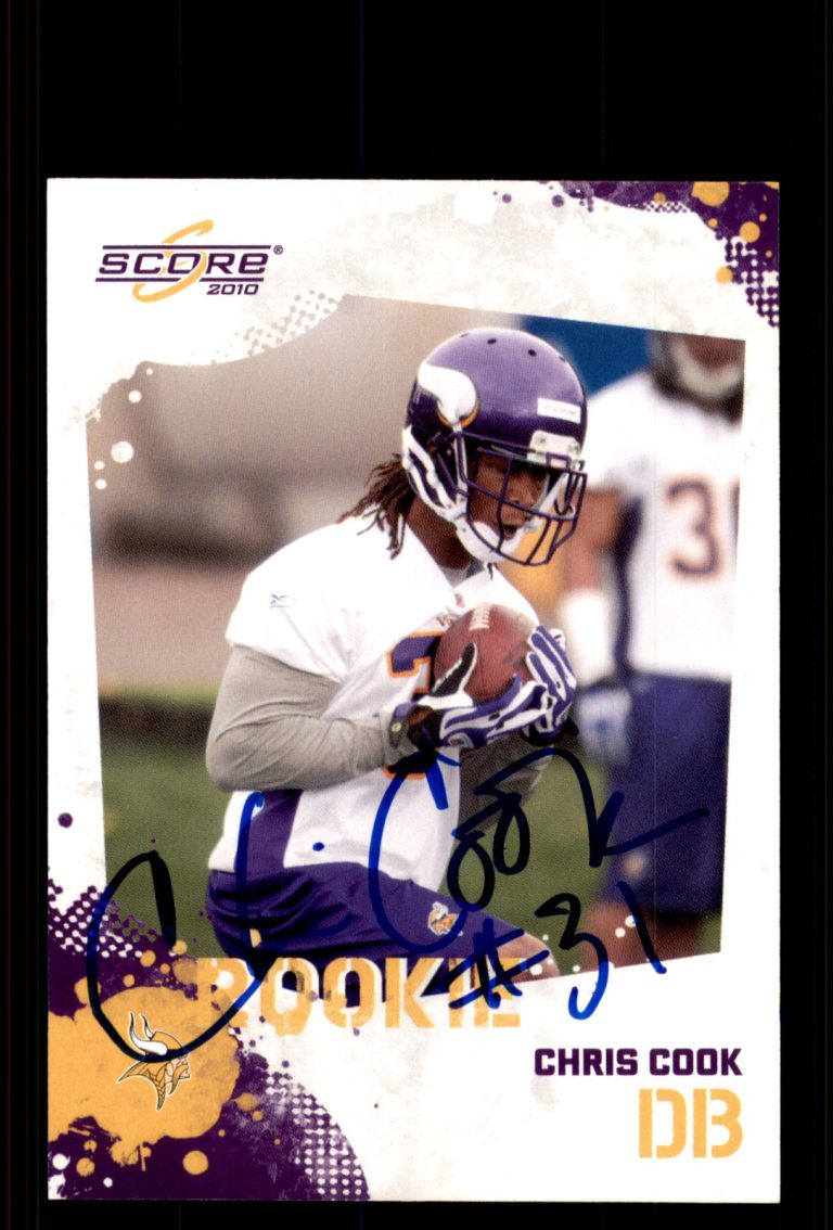 Signed Football Card Auto Chris Cook 2010 Score #321 Minnesota Vikings