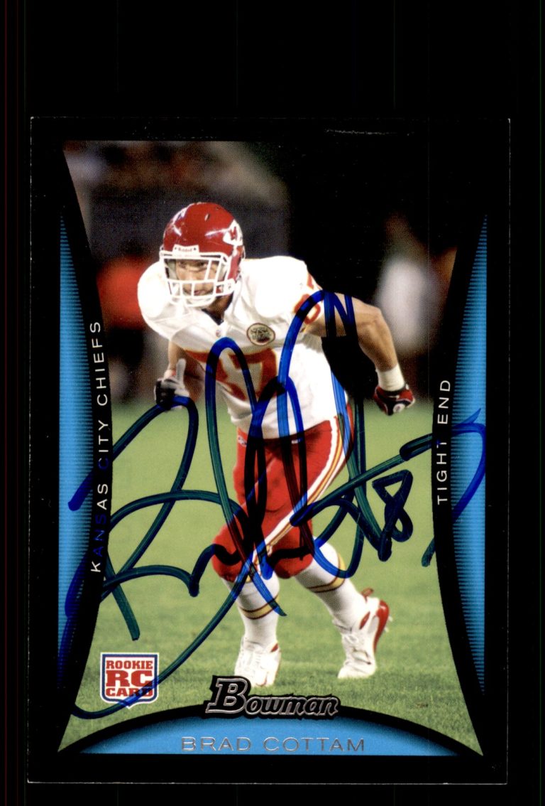 Signed Football Card Auto Brad Cottam 2008 Bowman #119 Kansas City Chiefs