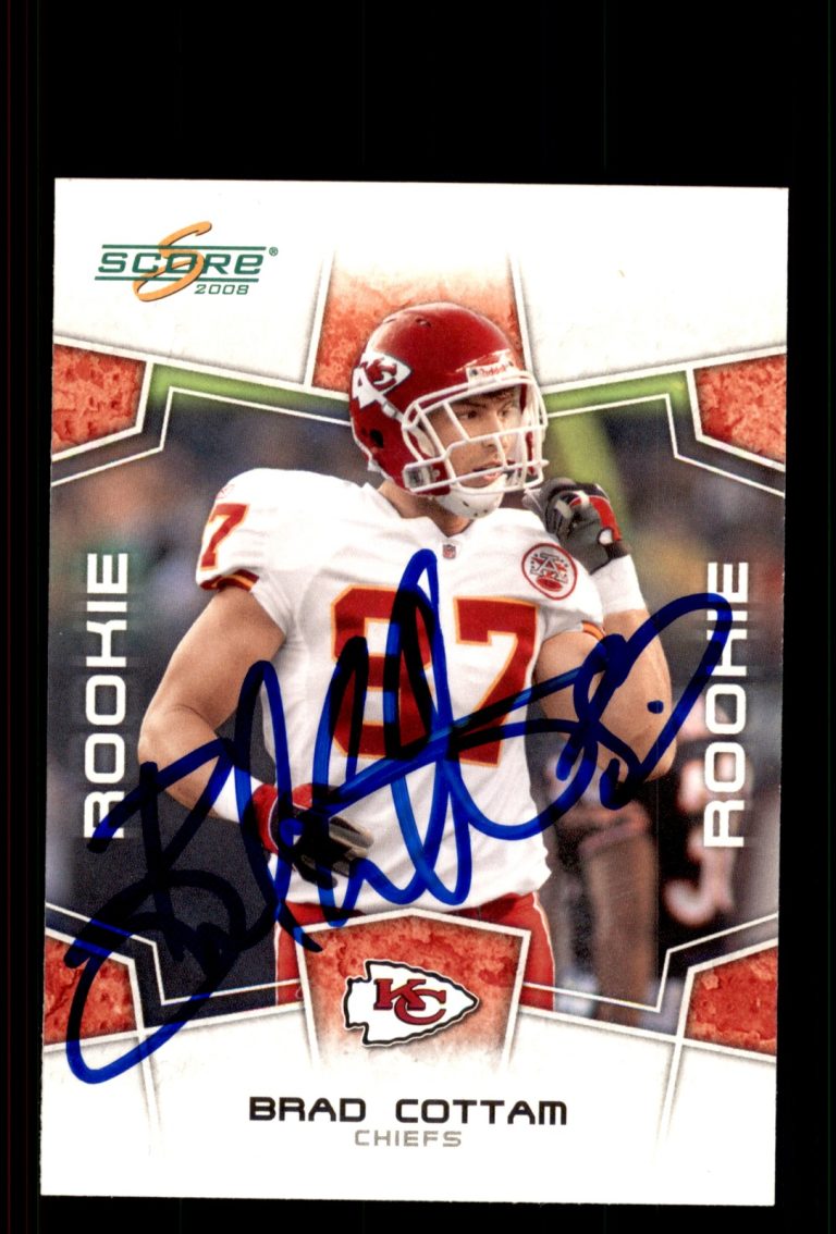 Signed Football Card Auto Brad Cottam 2008 Score #387 Kansas City Chiefs