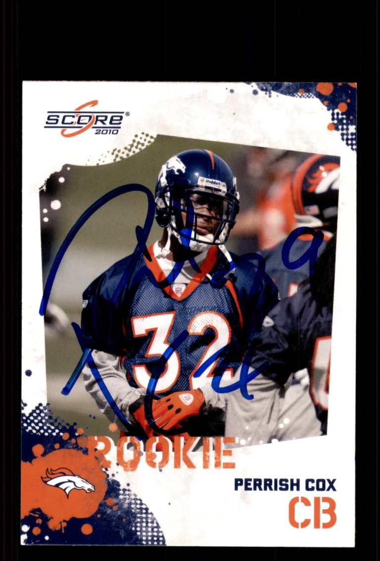 Signed Football Card Auto Perrish Cox 2010 Score #380 Denver Broncos