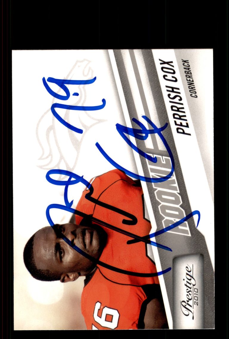 Signed Football Card Auto Perrish Cox 2010 Panini Prestige #280 Denver Broncos