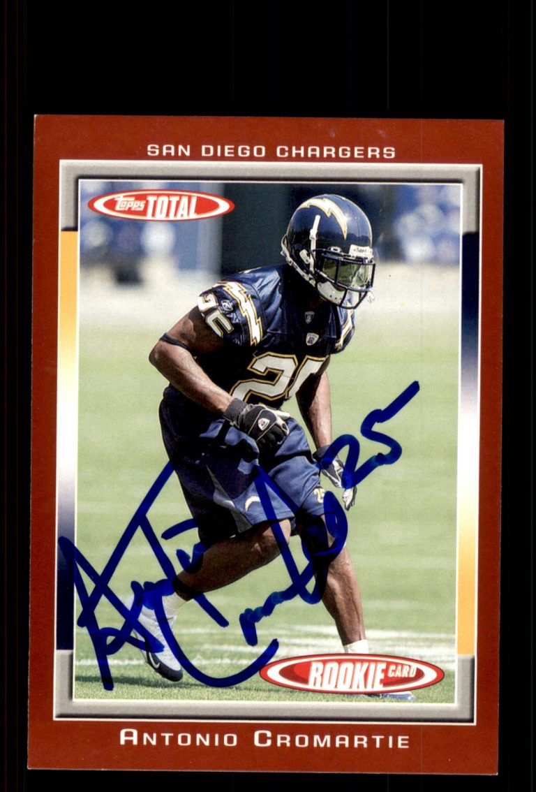 Signed Football Card Auto Antonio Cromartie 2006 Topps Total #457 Chargers Red