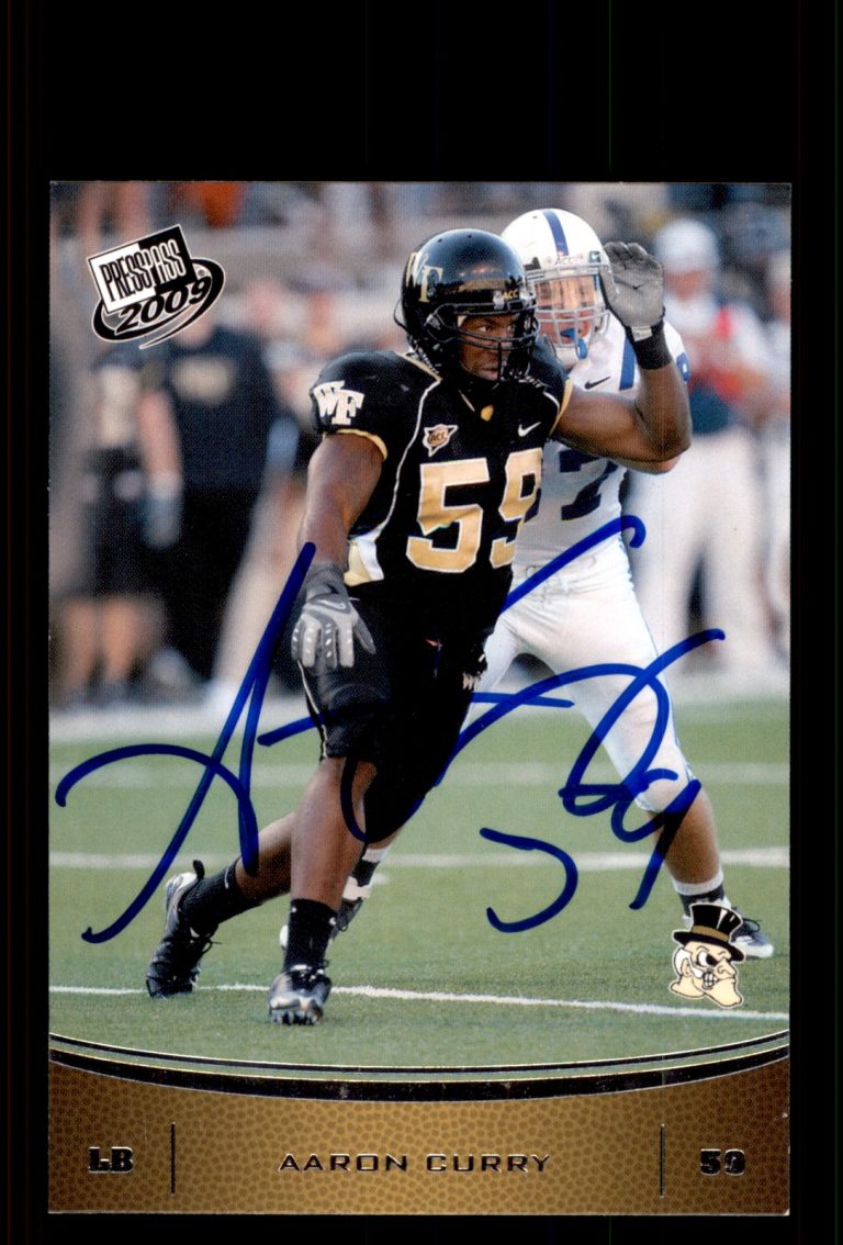 Signed Football Card Auto Aaron Curry 2009 Press Pass #42 Wake Forest