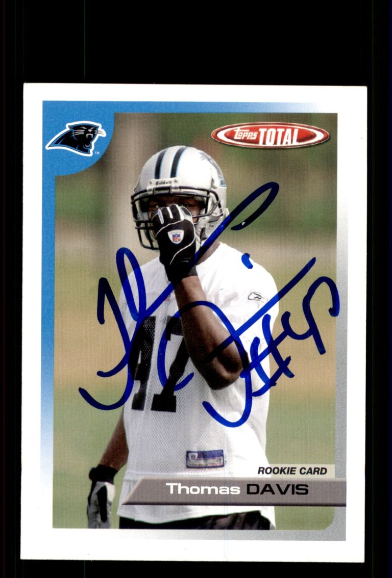 Signed Football Card Auto Thomas Davis 2005 Topps Total #445 Carolina Panthers
