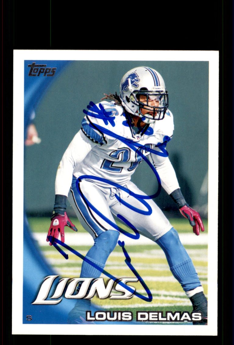 Signed Football Card Auto Louis Delmas 2010 Topps #102 Detroit Lions