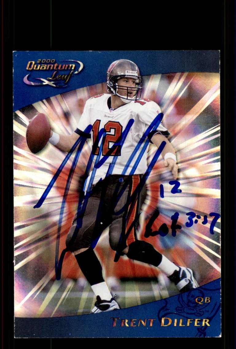 Signed Football Card Auto Trent Dilfer 2000 Quantum Leaf #276 Buccaneers