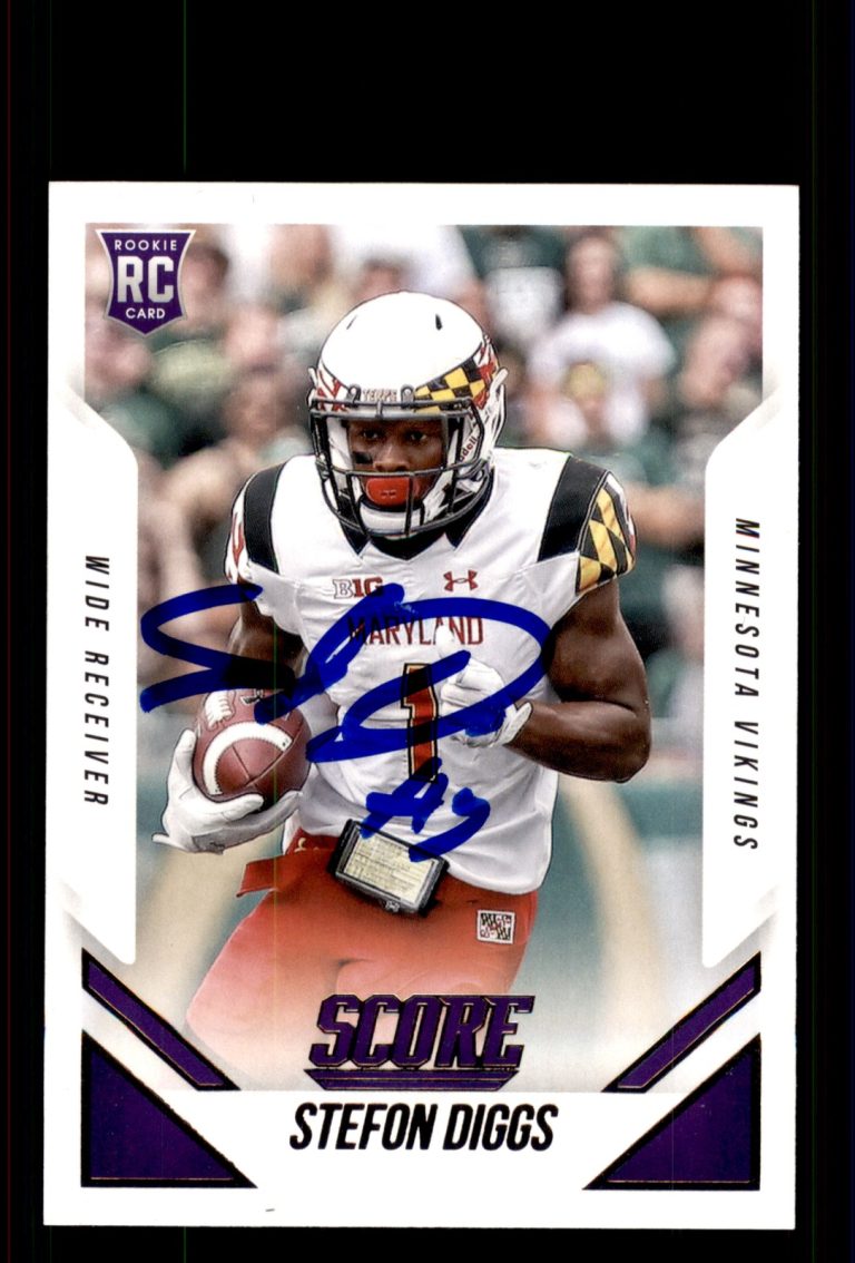 Signed Football Card Auto Stefon Diggs 2015 Score #415 Minnesota Vikings