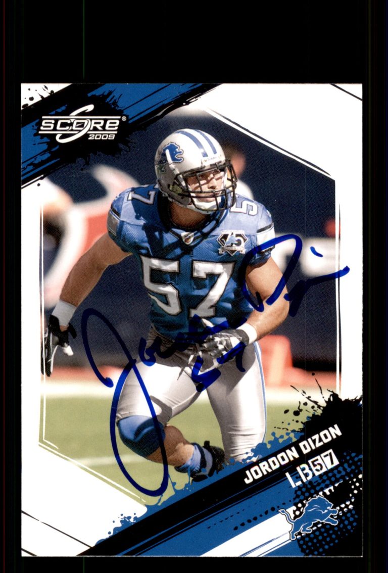 Signed Football Card Auto Jordon Dizon 2009 Score Inscriptions #97 Detroit Lions