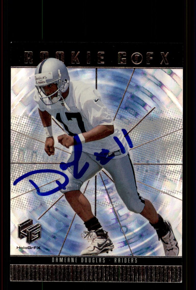 Signed Football Card Auto Dameane Douglas 1999 Upper Deck HoloGrFX #86 Raiders