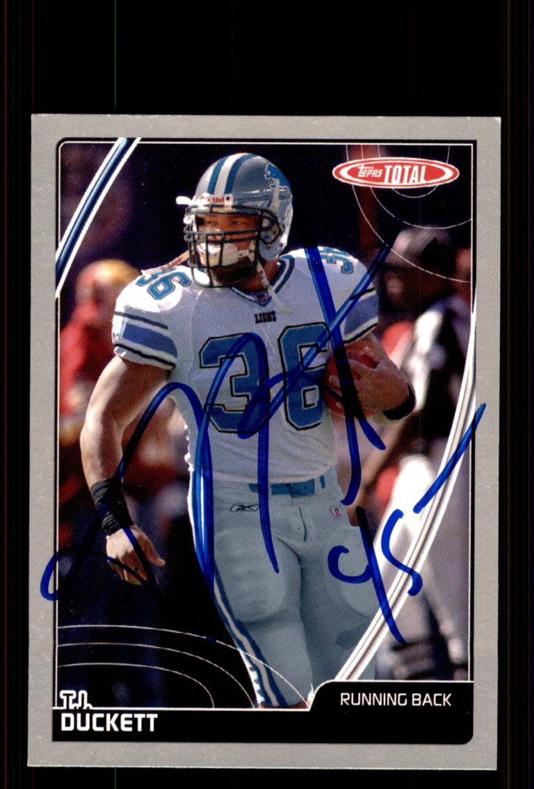 Signed Football Card Auto T.J. Duckett 2007 Topps Total #207 Detroit Lions