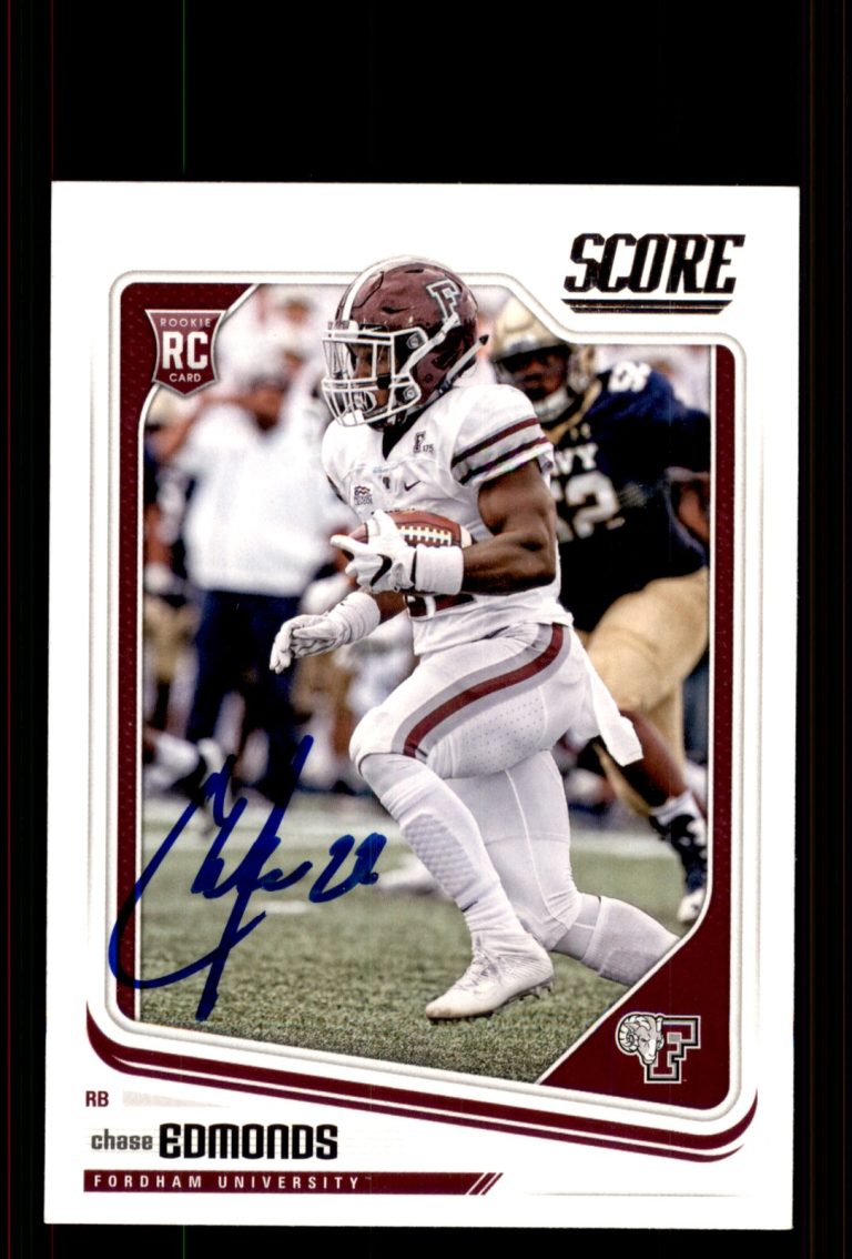 Signed Football Card Auto Chase Edmonds 2018 Score #361 Fordham Rams