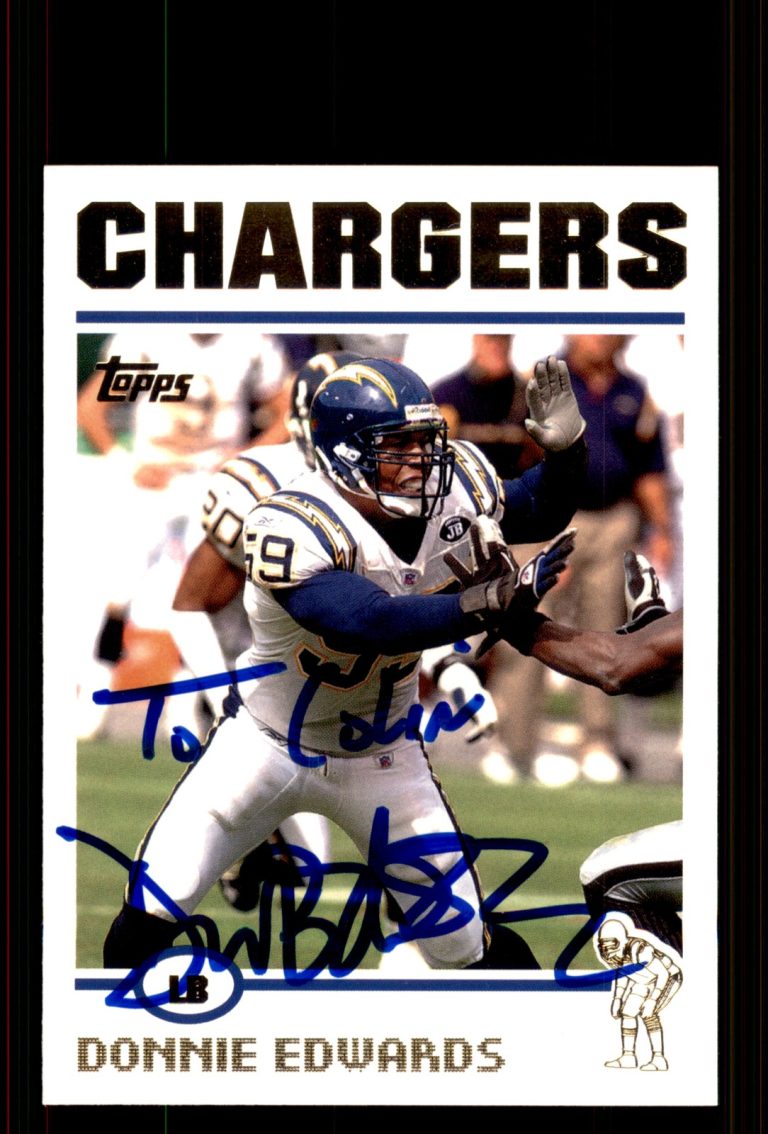 Signed Football Card Auto Donnie Edwards 2004 Topps #111 San Diego Chargers
