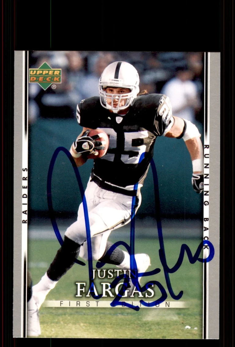 Signed Football Card Auto Justin Fargas 2007 Upper Deck First Edition #71