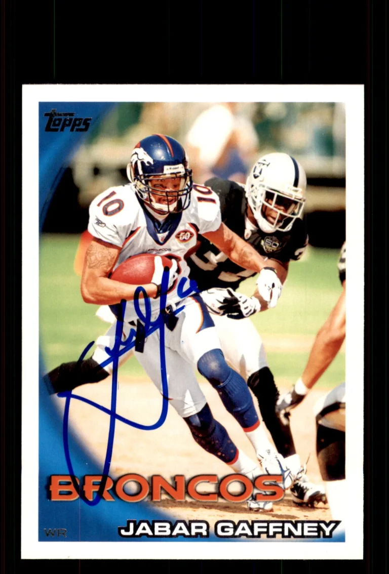 Signed Football Card Auto Jabar Gaffney 2010 Topps #383 Denver Broncos