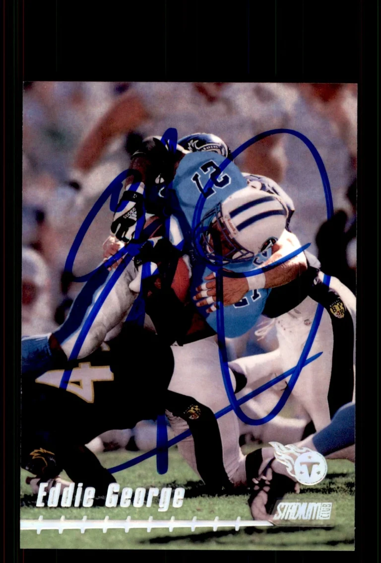 Signed Football Card Auto Eddie George 1999 Topps Stadium Club #125 Titans