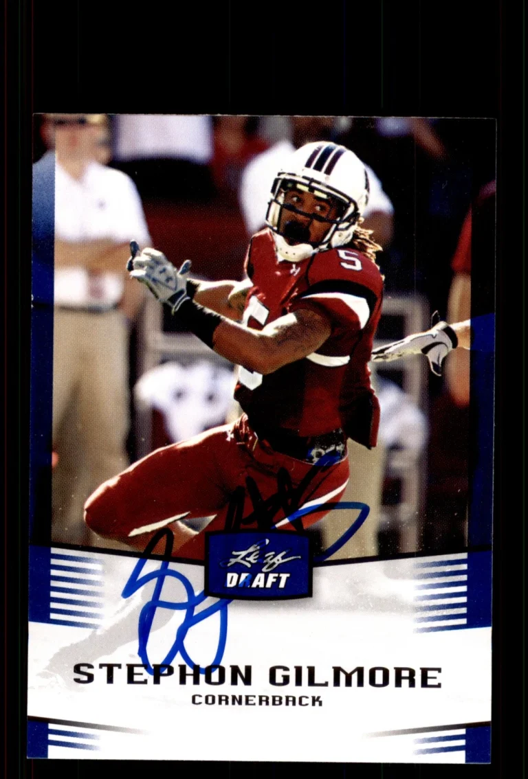 Signed Football Card Auto Stephon Gilmore 2012 Leaf Draft #45 South Carolina