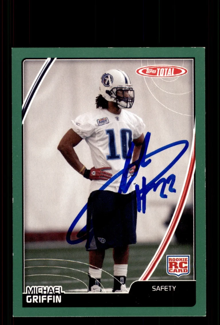 Signed Football Card Auto Michael Griffin 2007 Topps Total #542 Tennessee Titans