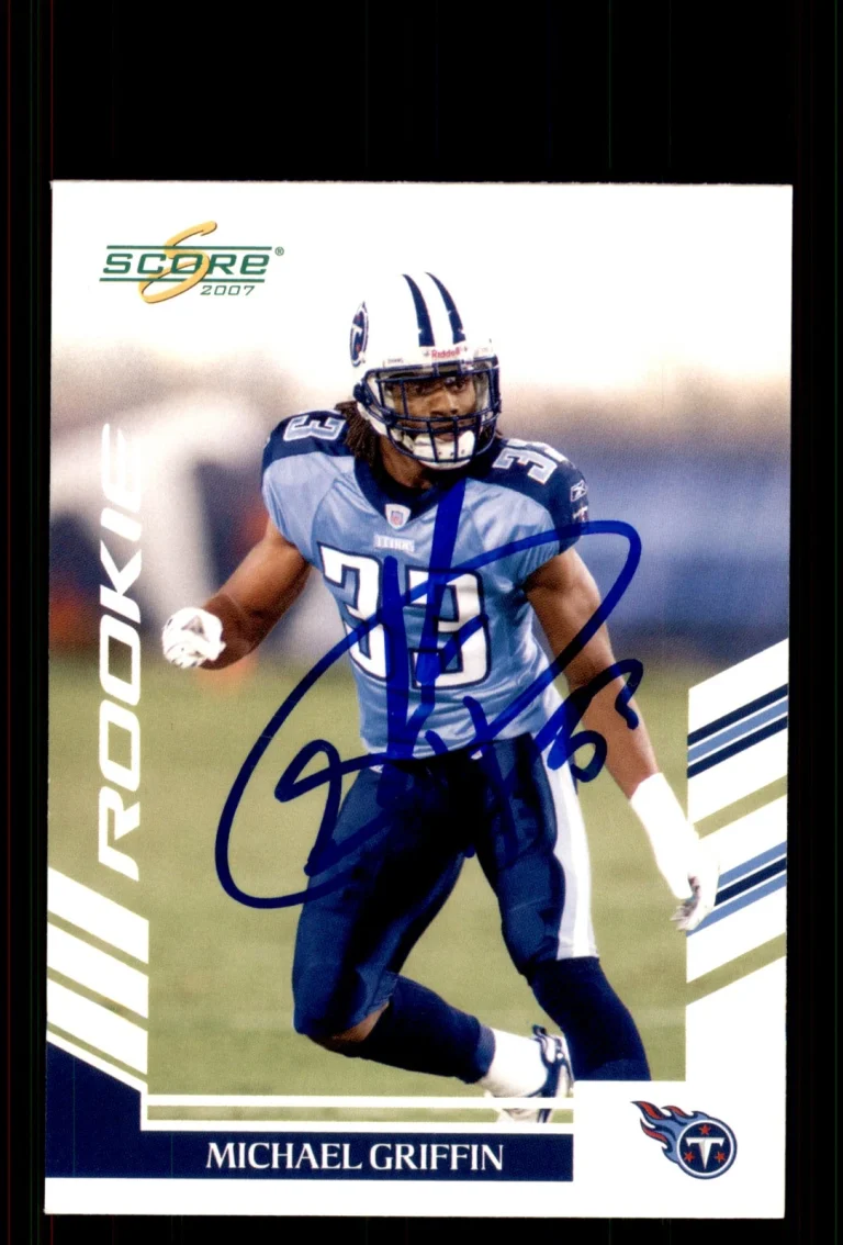 Signed Football Card Auto Michael Griffin 2007 Score #372 Tennessee Titans