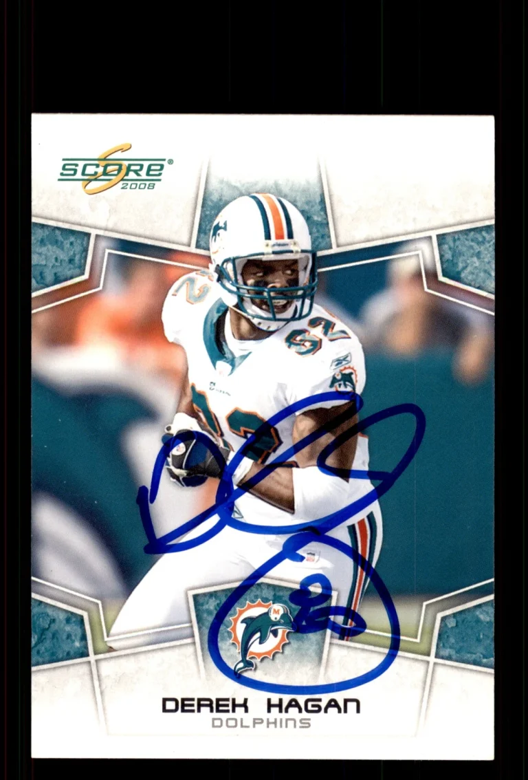 Signed Football Card Auto Derek Hagan 2008 Score #164 Miami Dolphins