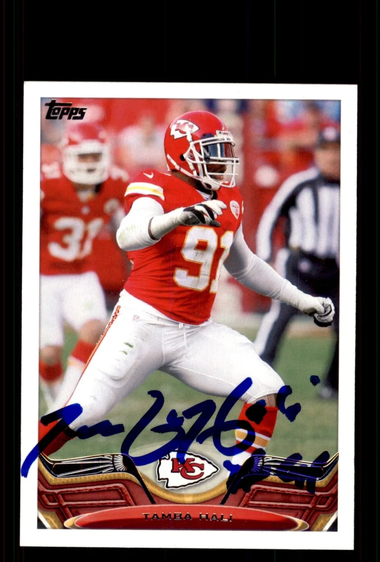 Signed Football Card Auto Tamba Hali 2013 Topps #171 Kansas City Chiefs