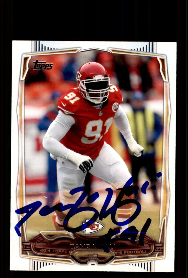 Signed Football Card Auto Tamba Hali 2014 Topps #294 Kansas City Chiefs