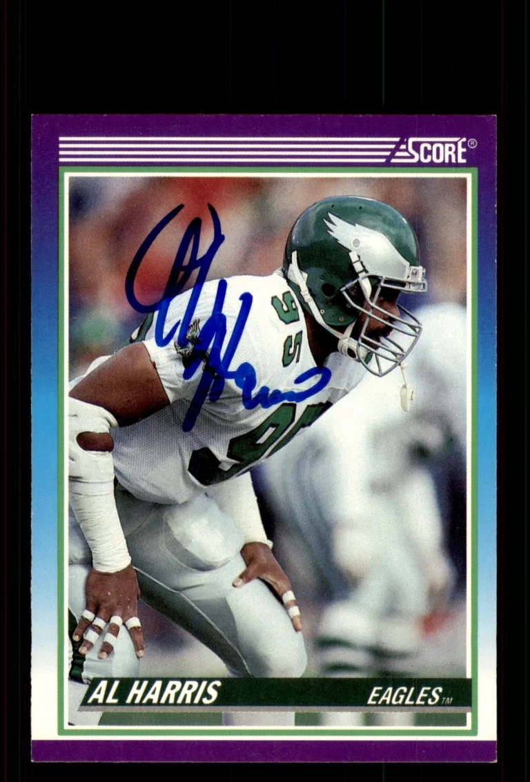 Signed Football Card Auto Al Harris 1990 Score #547 Philadelphia Eagles