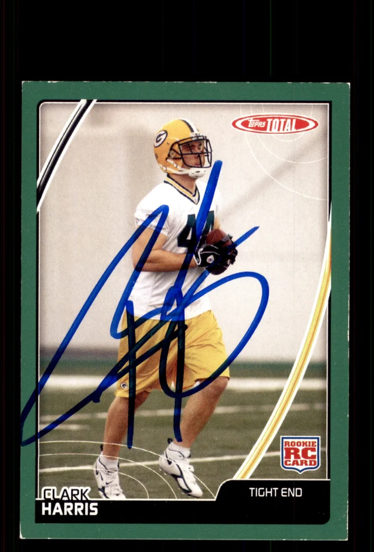 Signed Football Card Auto Clark Harris 2007 Topps Total #498 Green Bay Packers