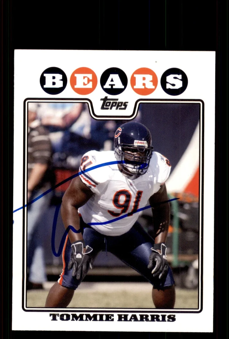 Signed Football Card Auto Tommie Harris 2008 Topps #199 Chicago Bears