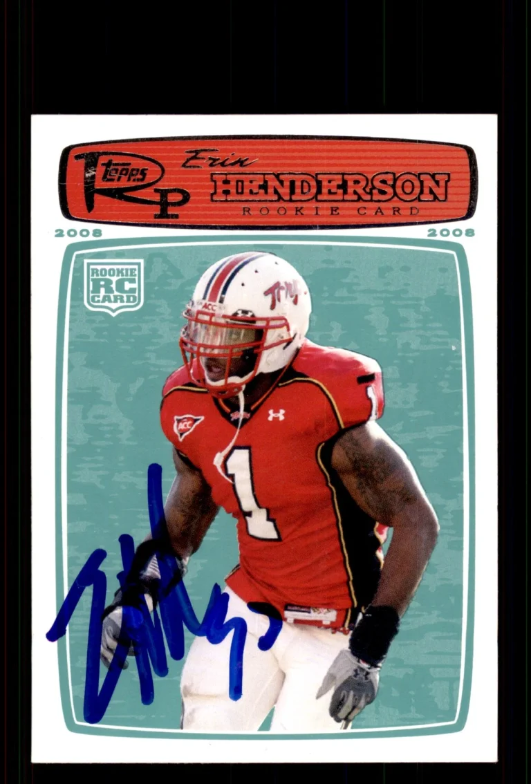 Signed Football Card Auto Erin Henderson 2008 Topps Rookie Progression #185