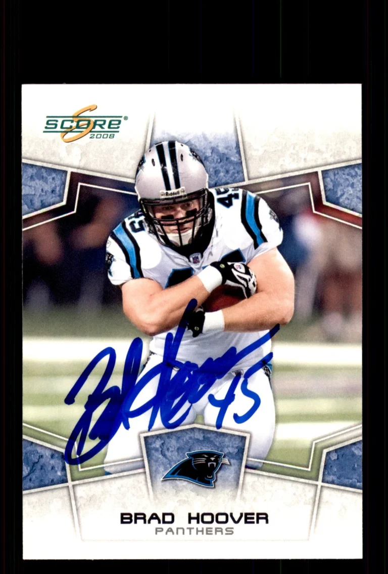 Signed Football Card Auto Brad Hoover 2008 Score #43 Carolina Panthers